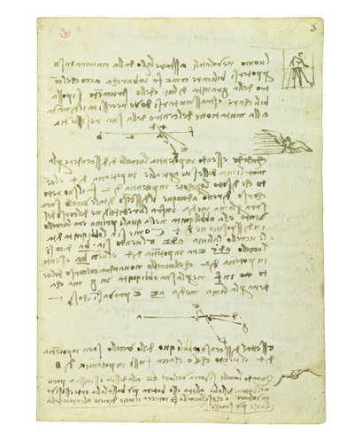 Codex over de vlucht van vogels, Folio 5 recto door Leonardo da Vinci